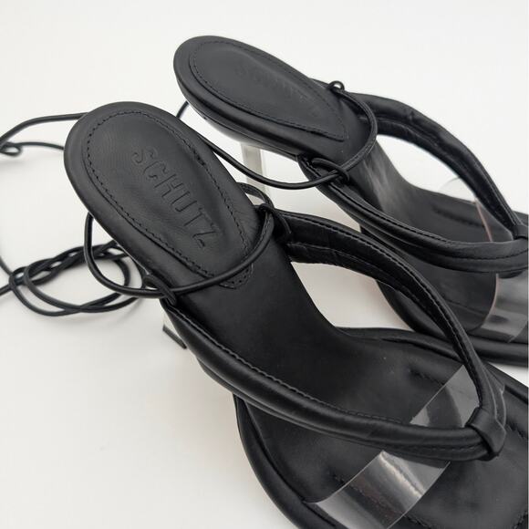 Schutz Meghan Stiletto High Heel Sandals Open Toe Women's Black Size US7B EU38 - Picture 12 of 12